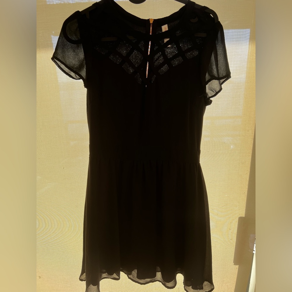 Black cut-out neckline dress
